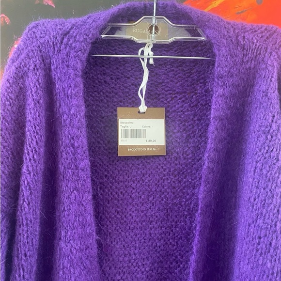 Rugapiana purple Italian wool long cardigan sweater - Picture 3 of 4